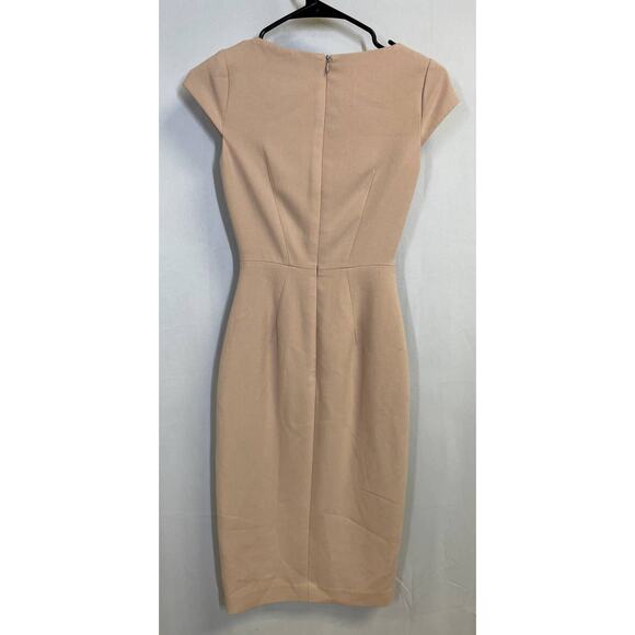 L.K. BENNETT Sissi Asymmetric Neck Knee Length Sheath Dress Pink/nude - Picture 6 of 13